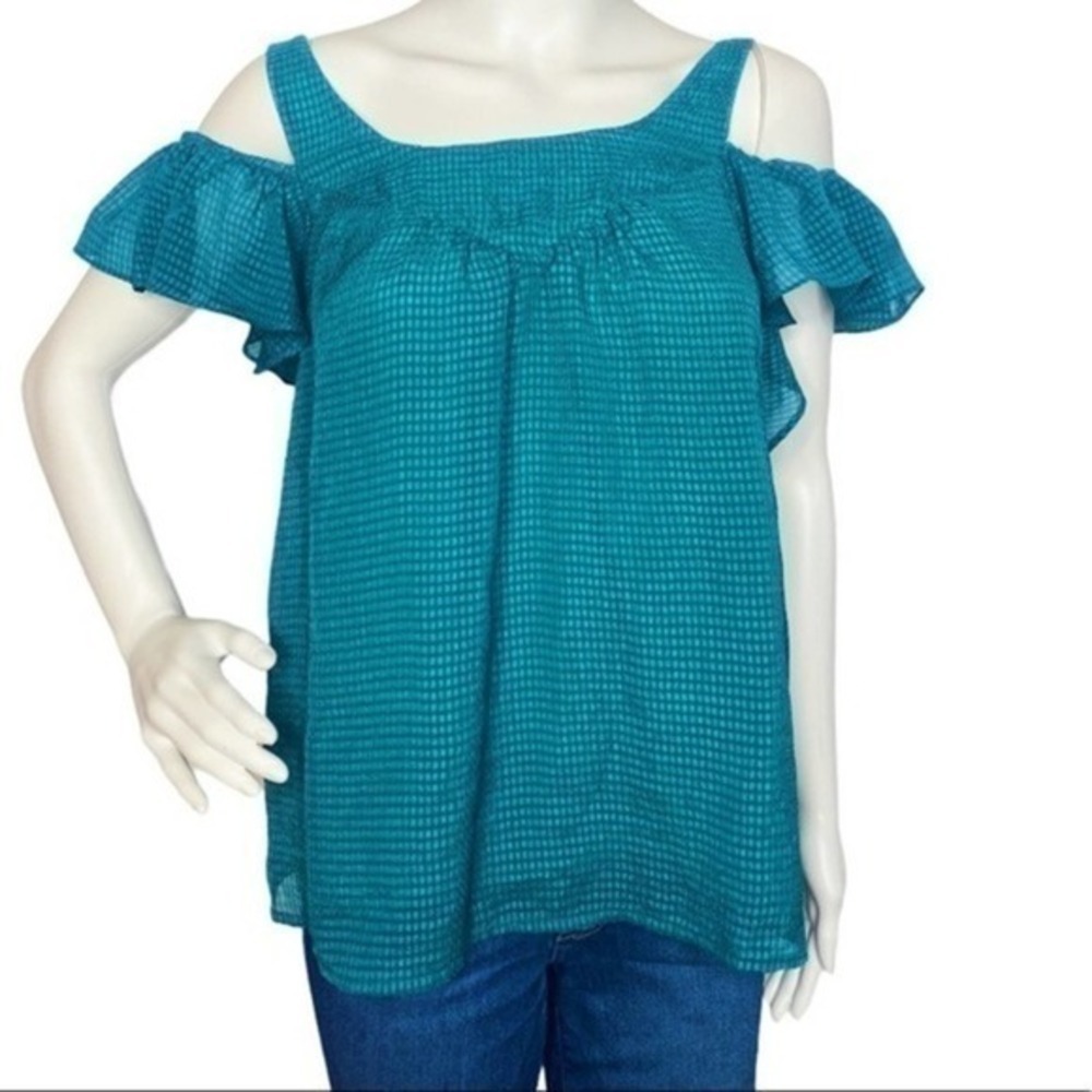ANTHROPOLOGIE Cold Shoulder Blouse Green Size 4